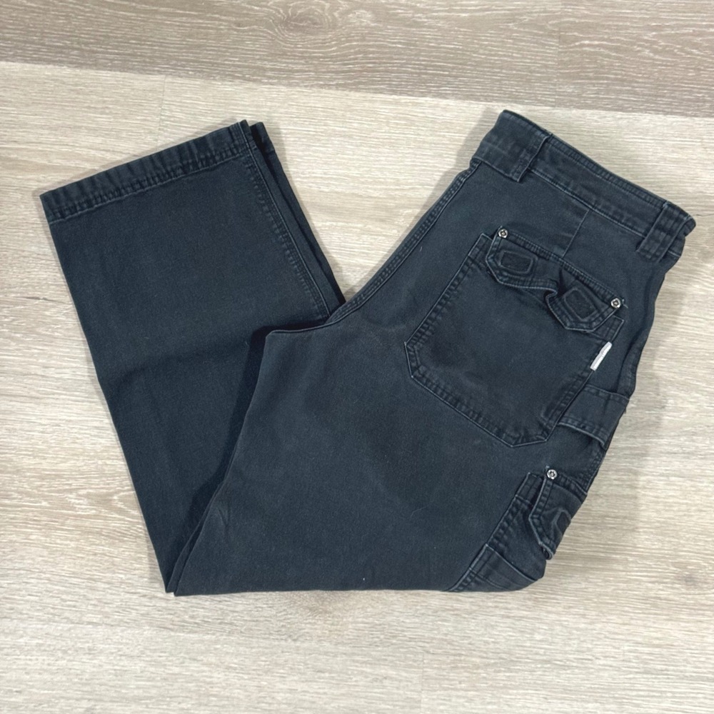 Duluth Trading Co Flex Fire Hose Cargo Pants Mens 34x28 Black Relaxed Fit 45507B